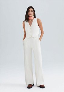 HERING CALÇA FEMININA PANTALONA CINTURA ALTA COM LINHO - OFF WHITE