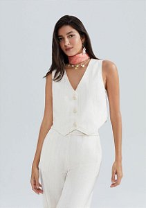 HERING COLETE FEMININO DECOTE V COM LINHO - OFF WHITE