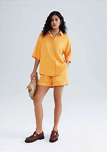 HERING SHORTS FEMININO CINTURA ALTA COM LINH - LARANJA