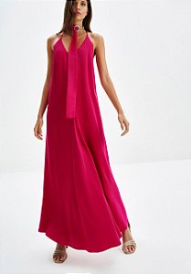 LEZ A LEZ VESTIDO MIDI AMPLA COM ALÇA E PREGA FRONTAL