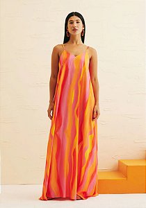 CACAY VESTIDO LONGO DETALHE COSTA ESTAMPADO JUJUY