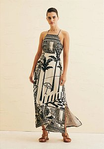 CACAY VESTIDO MIDI RECORTE BUSTO ESTAMPADO RIO