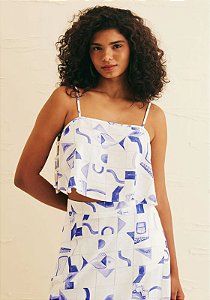 CACAY CROPPED DETALHE PONTEIRAS LATERAL ESTAMPADO PARATY