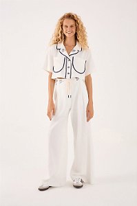 DRESS TO CALÇA LINHO BORDADO PINTADO OFF-WHITE