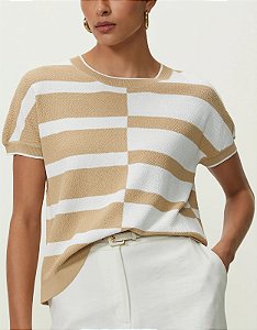SHOULDER BLUSA TRICOT LISTRA BICOLOR