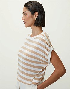 SHOULDER BLUSA MALHA ELÁSTICO BARRA LISTRA
