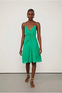 ANIMALE VESTIDO DE GEORGETTE VERDE CURTO COM FRANZIDO
