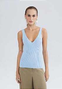 HERING REGATA FEMININA DECOTE V EM TRICÔ LEVE - AZUL