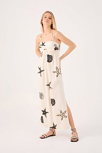 DRESS TO VESTIDO CROPPED LINHO ESTAMPA MARINHA