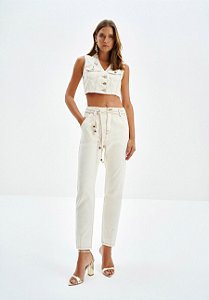 LEZ A LEZ CALÇA JEANS SLOUCHY CINTURA ALTA COM CINTO CORDA