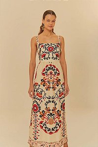 FARM VESTIDO CROPPED ESTAMPADO MANDALA CAJU