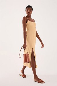 DRESS TO VESTIDO MIDI LINHO FENDA LATERAL
