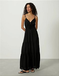 SHOULDER VESTIDO LONGO EVASÊ PRETO