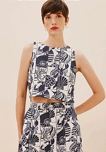 CACAY BLUSA CROPPED TACO LATERAL ESTAMPADA MAR