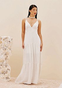 CACAY VESTIDO LONGO 2 ALÇAS E BABADOS
