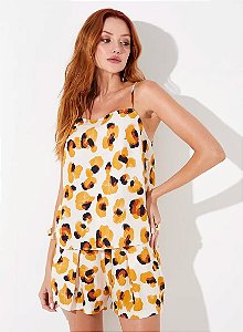 SOMMER BLUSA RETA ESTAMPADA COM ALÇA E LINHO  BRUSHING