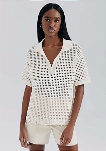 HERING CAMISA POLO FEMININA TEXTURIZADA - CREME