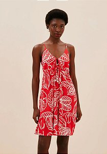 CACAY VESTIDO CURTO BABADO ESTAMPADO FRUTOS DA TERRA