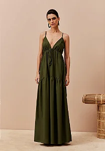 CACAY VESTIDO LONGO TÚNEL DECOTE - VERDE ESCURO