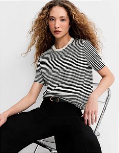 SHOULDER T-SHIRT LISTRADA MANGA CURTA