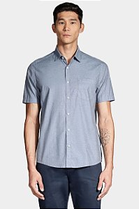 ARAMIS CAMISA MANGA CURTA COSMO REGULAR FIL A FIL ANTILIA COM BOLSO AZUL NEBLINA