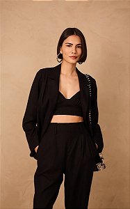 DRESS TO BLAZER LINHO FENDAS - PRETO