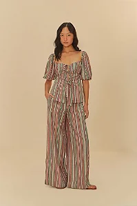 FARM CALÇA ESTAMPADA LISTRA PIPA
