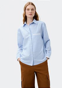 HERING CAMISA FEMININA MANGA LONGA FIO TINTO - AZUL