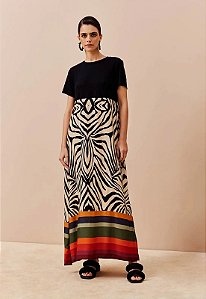 CACAY VESTIDO COM MALHA  ESTAMPADO ZEBRA COLOR
