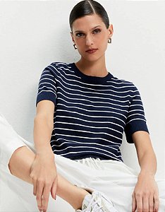 SHOULDER T-SHIRT TRICOT BASICO LISTRADA