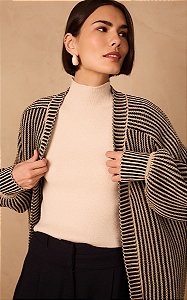 DRESS TO BLUSA TRICOT GOLA ALTA - OFF POLVILHO