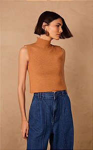 DRESS TO BLUSA TRICOT GOLA ALTA BEGE LEME