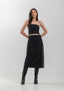 LEZ A LEZ BLUSA CURTA SEM ALÇAS COM ZIPER EM MALHA LEATHER