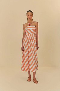 FARM VESTIDO ALCINHAS ESTAMPADO  MISTURA DE LISTRA