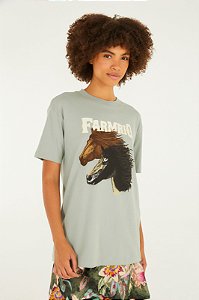 FARM T-SHIRT MÉDIA CAVALOS AZUL NORDICO