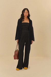 FARM CARDIGAN TRICOT PELINHO PRETO
