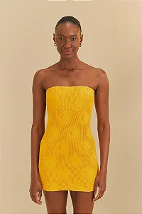 FARM BEACHWEAR VESTIDO SAIA MARE DE SOL - AMARELO