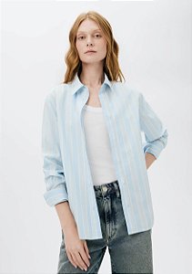 HERING CAMISA FEMININA MANGA LONGA EM TRICOLINE - AZUL