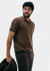 HERING CAMISA POLO MASCULINA MANGA CURTA EM TRICÔ - MARROM 5