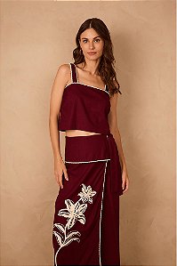 DRESS TO BLUSA LINHO CROPPED VIVO TRANÇADO - VINHO BOSSA