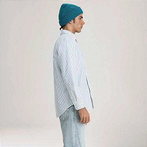 LEVIS CAMISA AUTHENTIC BUTTON DOWN AZUL COM LISTRA MANGA LONGA