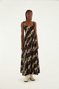 FARM VESTIDO MIDI ZEBRA E