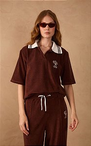 DRESS TO CAMISA BORDADO TENNIS CLUB - MARROM CAFEINA