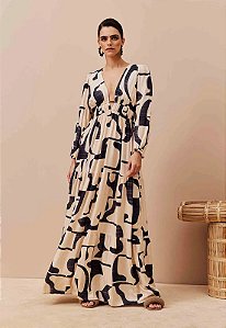 CACAY VESTIDO LONGO ESTAMPADO PUENTE DEL INCA