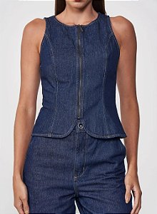 COLCCI BLUSA JEANS COM ZÍPER INDIGO