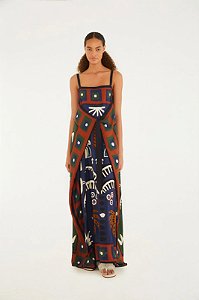 FARM VESTIDO MIDI LENÇO TROPICANO