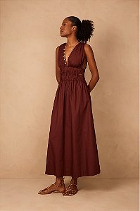 DRESS TO VESTIDO CROPPED ALGODÃO ALÇA ELÁSTICO - MARROM CAFEINA