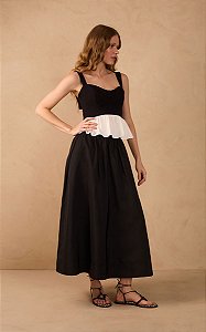 DRESS TO SAIA AMPLA MIDI PRETO
