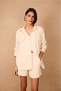 DRESS TO CAMISA MALHA BOUCLE OFF WHITE