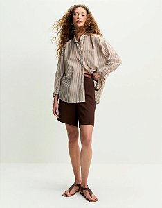 SHOULDER CAMISA VOIL LISTRAS CAMEL